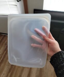 Stasher Reusable Silicone Storage Bag, Food Storage Container, Microwave and Dishwasher Safe, Leak-free, 1/2 Gallon, Clear 42 61J6LMbH9L