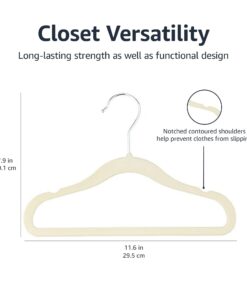 Amazon Basics Kids Velvet, Non-Slip Clothes Hangers, Pack of 30, Baby Size 11.6, Beige 11.6 inches 30-Pack 28 61J6PIPjbaL 1