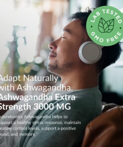 Futurebiotics Ashwagandha Capsules Extra Strength 3000mg - Stress Relief Formula, Natural Mood Support, Stress, Focus, and Energy Support Supplement, 120 Capsules 120 Count (Pack of 1) 20 61J8A8 F2DL