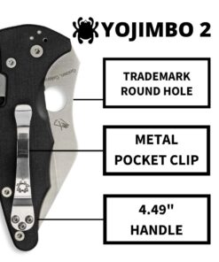 Spyderco Yojimbo 2 Specialty Tactical Knife with 3.2" CPM S30V Steel Black Wharncliffe Blade and Durable Black G-10 Handle - PlainEdge - C85GP2 Steel Blade 36 61JAp1xl3LL