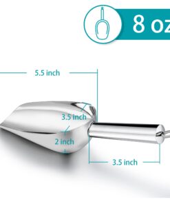 LIANYU Ice Scoop,8 Ounce Stainless Steel Food Scoop,Metal Ice Scoops for Family Cube Flour Beans, Utility Ice Scooper for Kitchen Bar Shop, Mirror Finish, Dishwasher Safe 1 Silver 12 61JBmnTd5cL