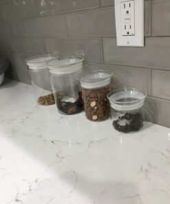 ZENS Airtight Glass Jar Container,15 Fluid Ounce Clear Glass Canister with Lid, Food Storage Jars for Kitchen Spice or Loose Tea,450ml 02-15oz*1 48 61JCAz uziL