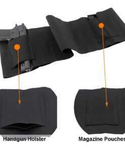 Depring Belly Band Holster for Concealed Carry Elastic Abdominal Slim Wrap Concealment Handgun Holster with 2 Magazine Pouches for Right and Left Hand Draw L (38"-50") 10 61JCSeFNBiL