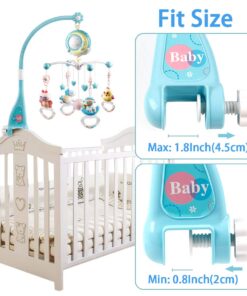 Alternative view of Mini Tudou Baby Musical Mobile Crib with Music and Lights, Timing Function, Projection, Take-Along Rattle and Music Box for Babies Boy Girl Toddler Sleep Blue