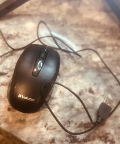 Verbatim Wired USB Computer Mouse - Corded USB Mouse for Laptops and PCs - Right or Left Hand Use, Black 98106,Glossy Black, 1.2" x 2.3" x 3.8" Glossy Black 28 61JIKxIO5HL