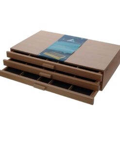 Alternative view of 3 Drawer Wood Pastel Storage Box 15-3/4 x 9-1/2 x 3-1/2 inches