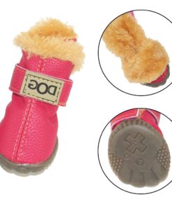 WINSOON Dog Australia Boots Pet Antiskid Shoes Winter Warm Skidproof Sneakers Paw Protectors 4-pcs Set (Size 4, Pink) Size 4 25 61JJ6Axwb7L