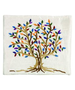 Yair Emanuel Multicolor Tree of Life Design Embroidered Raw Silk White Tallit Set 6 61JKVnoWTsL