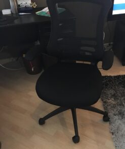 Flash Furniture Kelista Mid-Back Swivel Office Chair with Adjustable Lumbar Support and Seat Height, Ergonomic Mesh Desk Chair with Flip-Up Armrests, Black Black Mesh Set of 1 62 61JKWqFMWL