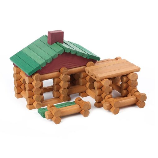 Joqutoys 90 Pcs Wood Building Blocks Toy for Toddlers, Classic Wooden Cabin Log Set Preschool Education Toy, Creative Construction Engineering Educational Toys for 3 4 5 6 Years Boys