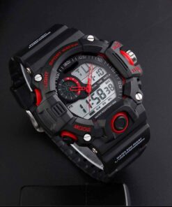 FANMIS Mens Analog Digital Dual Display Sports Watches Military Multifunctional 50M Waterproof LED Watch with Alarm Stopwatch Backlight 12H/24H Outdoor Running Swimming Black 32 61JLkrv HL