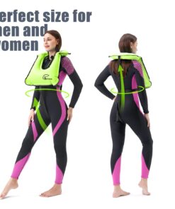 Rrtizan Snorkel Vest, Adults Portable Inflatable Swim Vest Jackets for Snorkeling Swimming Diving Safety Green one_size 27 61JOfE jkL