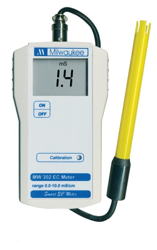 Milwaukee MW302 LED Economy Portable Conductivity EC Meter with 1 Point Manual Calibration, 0 to 10.00 milliSiemens/cm, 0.1 milliSiemens/cm Resolution, 2 percent Accuracy