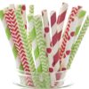 Christmas Straws (25 pack) - Red & Green Holiday Straws, Vintage Party Supplies, Santa Red & Elf Green Straws, December Christmas Straws 36 61JT9nVdFlL