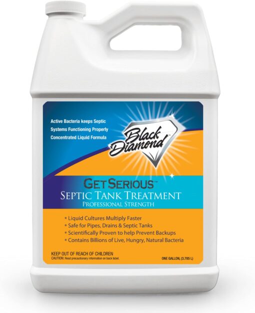 Black Diamond Stoneworks GET SERIOUS Septic Tank Treatment Liquid Natural Enzymes For Residential, Commercial, Industrial, RV’s Systems (1-Gallon) 1-Gallon