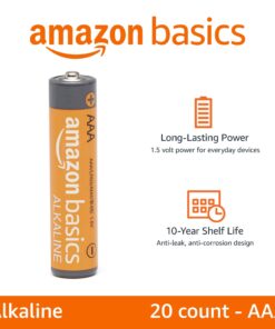 Amazon Basics 20-Pack AAA Alkaline High-Performance Batteries, 1.5 Volt, 10-Year Shelf Life 20 Count (Pack of 1) 27 61JTlY7mLL
