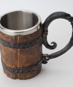 550ML Viking Beer Mug, Stainless, Whiskey Barrel Cup ,Viking wood style Beer mug ,Wooden Gift Antique Men's Barrel Capacity 14 61JVpUTU7IL