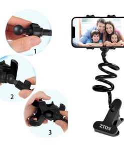 ZTON Cell Phone Holder, Universal Mobile Phone Stand, Lazy Bracket, Flexible Long Arms Clip Mount for iPhone, LG etc. in Office Bedroom Desktop (Black) 29 61JXMgPrUjL