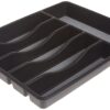 Rubbermaid No-Slip Large, Silverware Tray Organizer, Black with Gray
