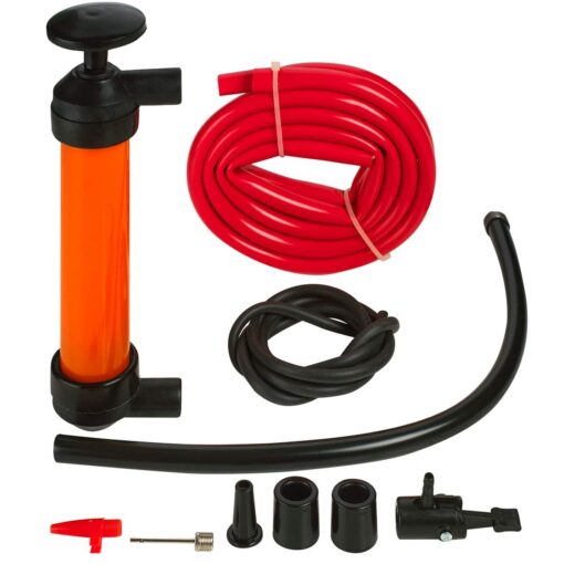 Katzco Liquid Transfer, Siphon Hand Pump - 2 Hoses, 50 x .5 Inches - for Gas, Oil, Air, Chemical Insecticides, and Other Fluids