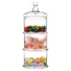 MyGift Modern 3 Tier Clear Glass Stacking Apothecary Jars with Lid, Round Glass Display Candy and Cookie Containers, 16 inch Tall 26 61JcyWtoDPL