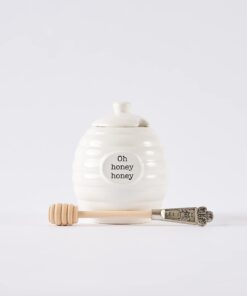 Mud Pie Honey Pot Serving Set, 4x3, White 24 61JeOIA7sS