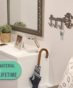 Comfify Decorative Wall Mounted Skeleton Key Holder | Vintage Key with 3 Hooks | Wall Mounted | Rustic Cast Iron | 7.9 x 4.1 |- with Screws and Anchors Rust brown 22 61JfXXYvjML