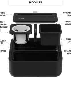 CouchConsole Original Tray - Drinks & Snacks Sofa Caddy with Armrest, Table with Phone Stand- TV Remote Control Storage and Organizer - for Living Rooms, RV, and Cars, Black/Gray Black and Gray 26 61JiT1qjGTL