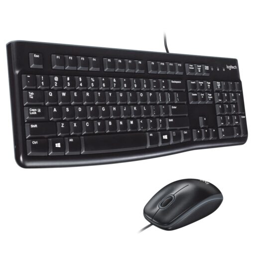 Logitech MK120 Wired Keyboard and Mouse Combo for Windows, Optical Wired Mouse, Full-Size Keyboard, USB Plug-and-Play, Compatible with PC, Laptop - Black