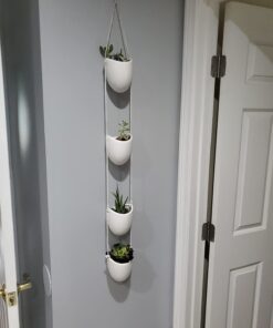 MyGift 4-Tier White Ceramic Hanging Wall Planter with Rope - Decorative Succulent Herb Flower Pot Containers 31 61Jj2GrT4oL