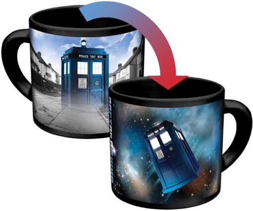 Doctor Who Disappearing TARDIS Coffee Mug - Add Hot Liquid and Watch The TARDIS Move From London to the Stars - Comes in a Fun Gift Box