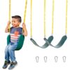 Squirrel Products 2 Pack Heavy Duty Strap Swing Seat - Swing Set Strap Swing Seat Replacement with Plastic Coated Chain for Easy Install - Green Green, 2 Pack Heavy Duty