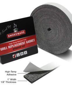 SmokeWare High-Temp Replacement Gasket for Big Green Egg (BGE) - XL, ¼ -Inches Thick, ⅞” Inches Wide, 15’ 6” Feet, Self-Stick Seal, Nomex, Made in The USA X-Large 7 61JovnoLgqS