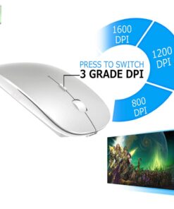 Alternative view of KLO Rechargeable Bluetooth Mouse for MacBook/MacBook air/Pro/iPad, Wireless Mouse for Laptop/Notebook/pc/iPad/Chromebook (BT/B Silver) BT/B Silver
