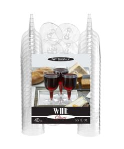 Party Essentials Disposable Hard Plastic Two Pieces Wine Glasses, 40-Count, 5.5-Ounce, Clear 40 Count (Pack of 1) 5.5 oz glass 19 61JqdgUhjYL