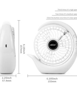 Karecel Rechargeable Fan Battery Operated Mini Desk Fan, 3 Speeds USB Personal Fan Portable Small Table Quiet Fan with True Long Life Battery, Strong Wind Desktop Fan for Travel Camping Office Home White 25 61Js8Apt9eL