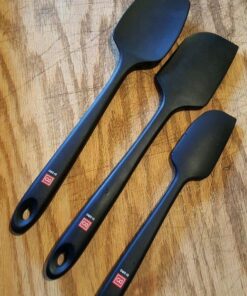 DI ORO Silicone Spatula Set - Rubber Kitchen Spatulas for Baking, Cooking, & Mixing - 600°F Heat-Resistant & BPA Free Silicone Scraper Spatulas for Nonstick Cookware - Dishwasher Safe (3pc, Black) 36 61JuvyYZlL