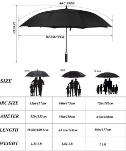ACEIken Golf Umbrella Large 58/62/68 Inch Automatic Open Golf Umbrella Extra Large Oversize Double Canopy Vented Umbrella Windproof Waterproof for Men and Women Black 62 inch 24 61JvMkQL2VL