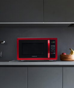 Farberware Countertop Microwave 1000 Watts, 1.1 cu ft - Microwave Oven With LED Lighting and Child Lock - Perfect for Apartments and Dorms - Easy Clean Metallic Red 31 61Jy PrAQpL