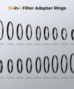 K&F Concept 18 Pieces Filter Ring Adapter Set, Camera Lens Filter Metal Stepping Rings Kit (Includes 9pcs Step Up Ring Set + 9pcs Step Down Ring Set) Black 18 61JzWmqe2GL 1