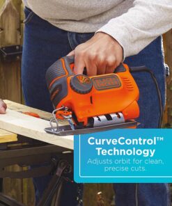 BLACK+DECKER Jig Saw, 5-Amp, 3,000 Blade Speed, 45 Degree Beveled Cuts, ¾-Inch Orbital Blade, 4 Curve Settings, Corded (BDEJS600C) 23 61K jLqgqvS