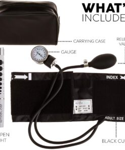 White Coat Deluxe Aneroid Sphygmomanometer Professional Blood Pressure Monitor with Adult Sized Black Cuff and Carrying Case 4 Piece Set 27 61K zfnKt3L