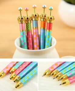 MOACC 12 Pack Cute Pens,Princess Crown Pens Lovely Funny Korean Style Ball Point Pens Black Ink Creative Stationery for School Office Family Use,Gift 12 Count (Pack of 1) 12 61K038yrPVL