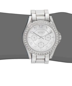 Alternative view of Accutime XOXO Women's Analog Watch with Silver-Tone Case, Crystal-Inset Bezel, Silver-Tone Sunray Dial - Official XOXO Woman's Watch, Link Bracelet with Push-Button Clasp - Model: XO172