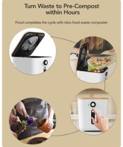 Electric Composter for Kitchen, iDOO 3L Smart Kitchen Composter Countertop, Auto Home Compost Machine Odorless, Food Cycler Waste Composter Turn Waste to Pre-Compost for Plants (composter) 34 61K0YRXbf1L