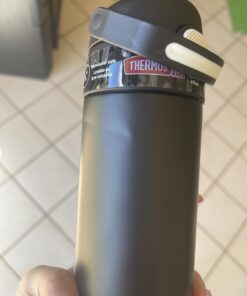 THERMOS FUNTAINER 16 Ounce Stainless Steel Vacuum Insulated Bottle with Wide Spout Lid, Black Matte Matte Black 18 61K1VIrG1NL