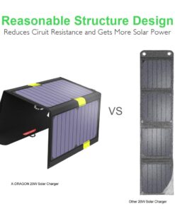 Alternative view of X-DRAGON Monocrystalline Portable Solar Panel 20W Dual USB Ports (5V2A,Overall 3A) Foldable Solar Charger for Portable Laptop Cellphone, Notebook, Tablet, Camping (5V 20W)