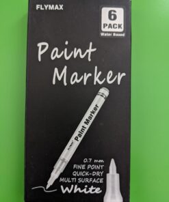 FLYMAX White Paint Pen, 6 Pack 0.7mm Acrylic White Permanent Marker White Paint Pens for Wood Rock Plastic Leather Glass Stone Metal Canvas Ceramic Marker Extra Very Fine Point Opaque Ink 42 61K3JwnQIYL