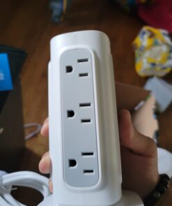 TROND Surge Protector Power Strip Tower - Flat Plug 6 ft Extension Cord with 12 Multiple Outlets, 4 USB Ports(1 USB C), Multi Plug Charging Tower, 1700J, for Home Office Supplies, Dorm Room Essentials 56 61K4sS5zENL