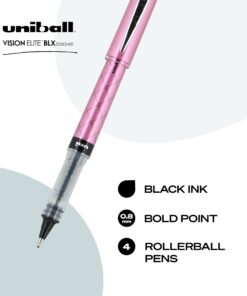 Uniball Vision Elite Rollerball Pens, Assorted Pens Pack of 8, Bold Pens with 0.8mm Ink, Ink Black Pen, Pens Fine Point Smooth Writing Pens, Bulk Pens, and Office Supplies 9 61K76wHe 1L